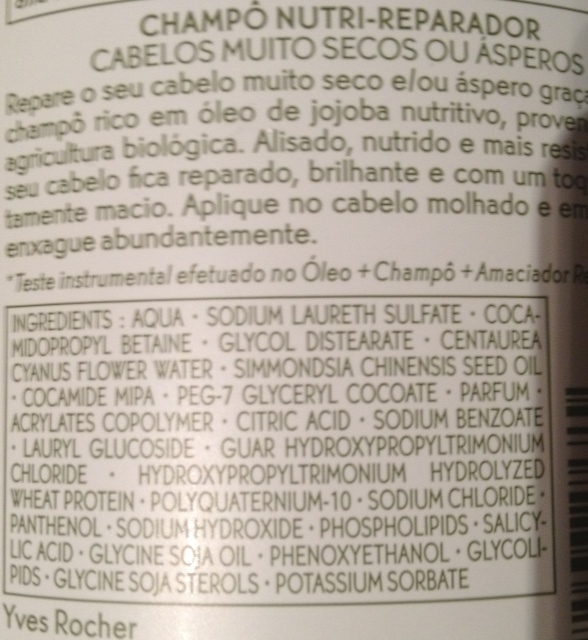 Yves Rocher shampoo trattamento nutri riparatore inci Yves Rocher shampoo trattamento nutri riparatore inci