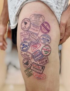 Tatuaggio viaggio uomo - Francobolli