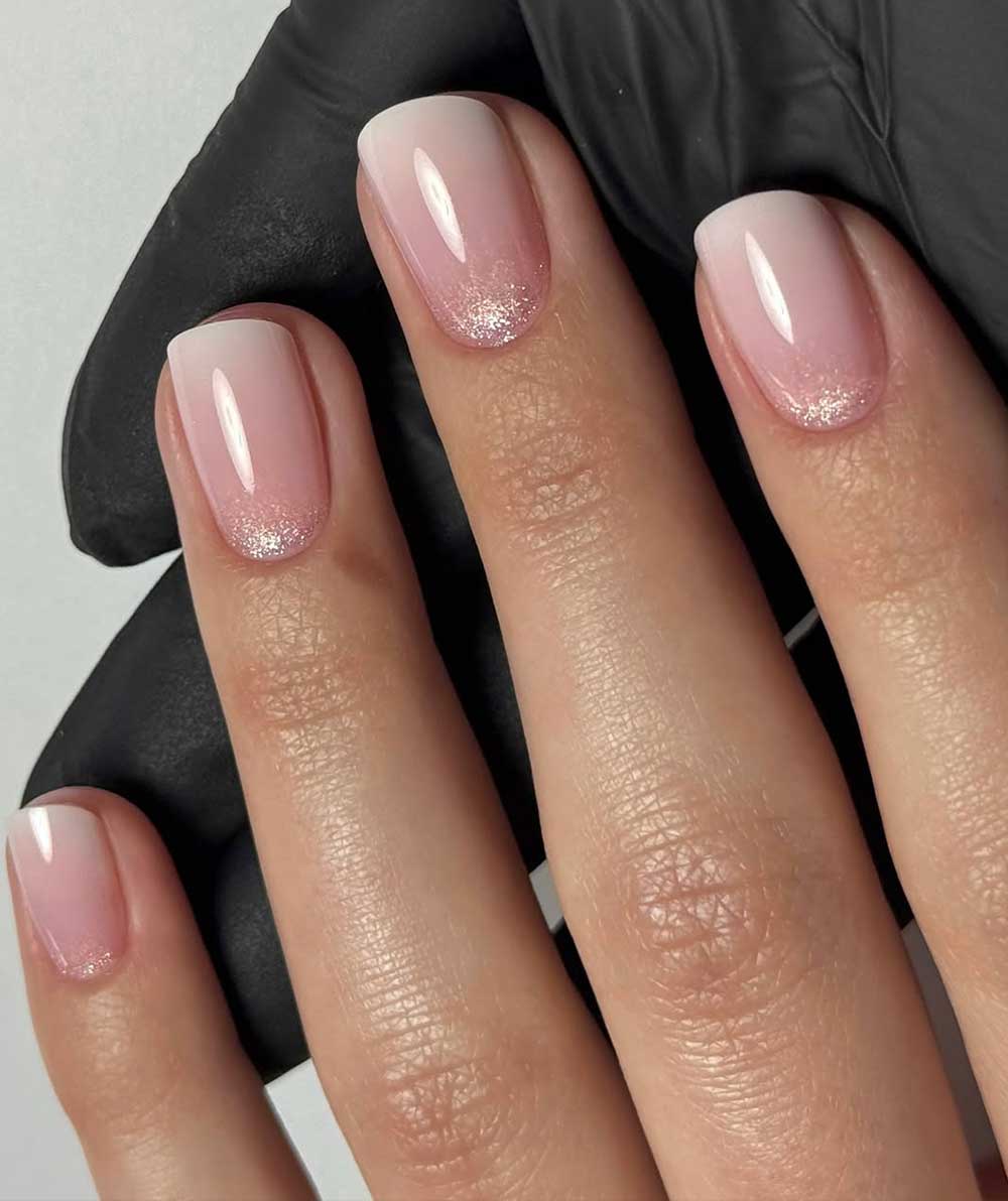 French unghie sfumato con glitter French unghie sfumato con glitter