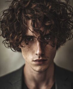 Taglio capelli viso ovale uomo, ricci di media lunghezza Taglio capelli viso ovale uomo, ricci di media lunghezza