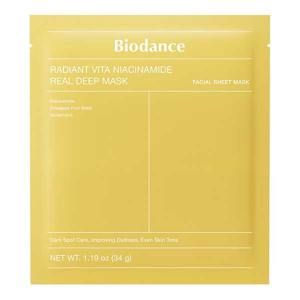 BIODANCE Radiant Vita Niacinamide Real Deep Mask - Maschera illuminante e uniformante