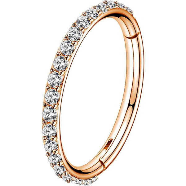 Piercing orecchio in oro e zirconi 6 mm