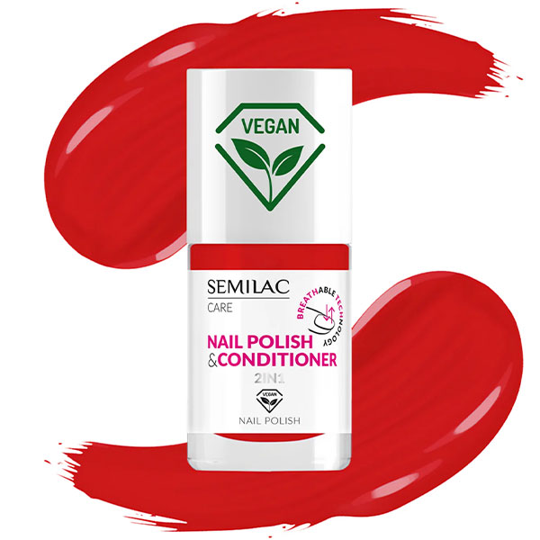 Smalto rosso SEMILAC BREATHable TECHnology Nail Polish & Conditioner 2in1 N°'16