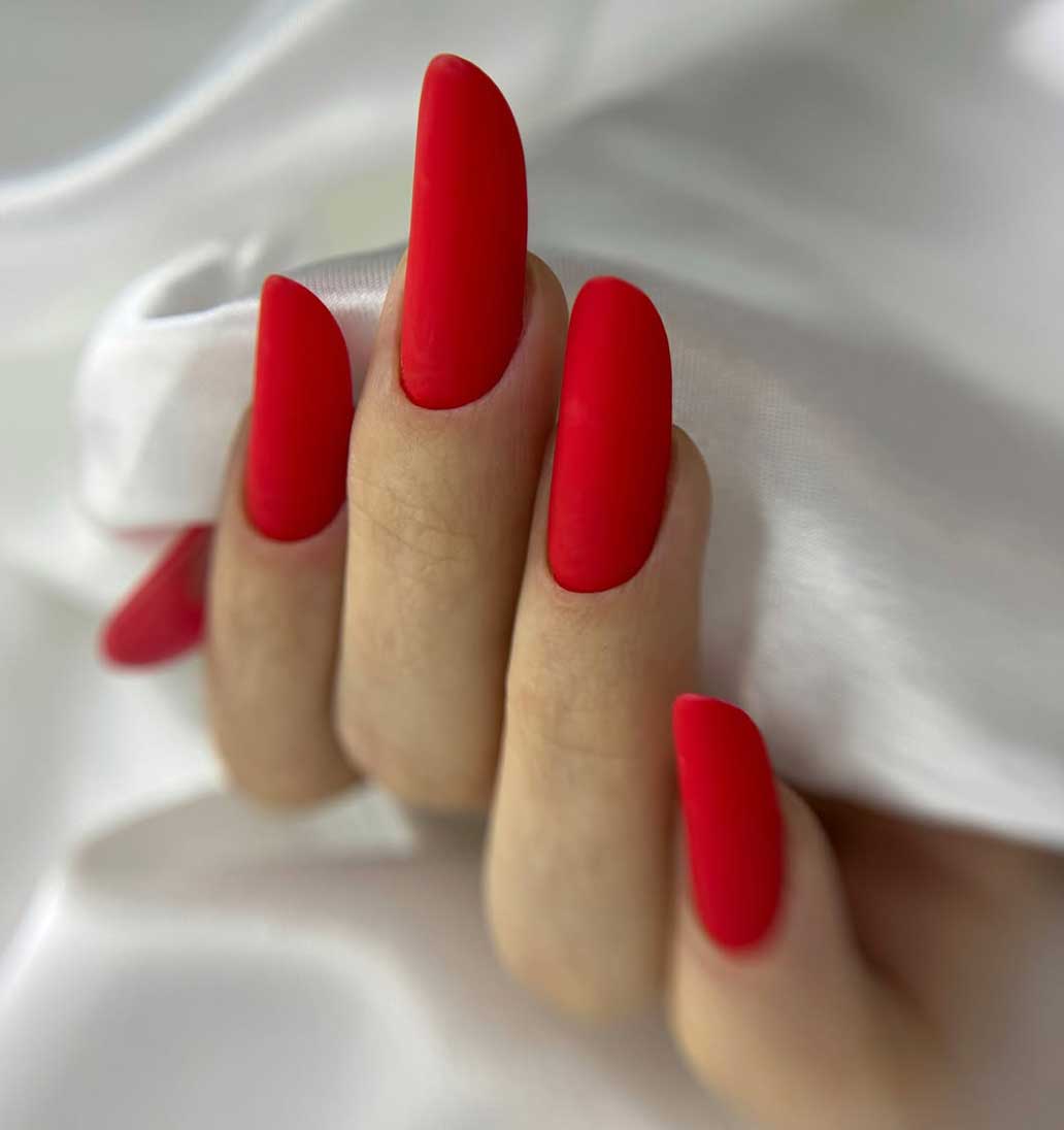 Unghie gel rosse matte Unghie gel rosse matte