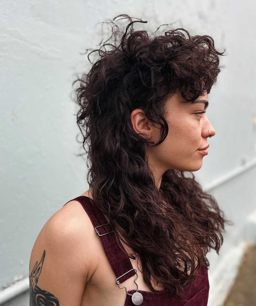 Mullet capelli ricci lungo Mullet capelli ricci lungo
