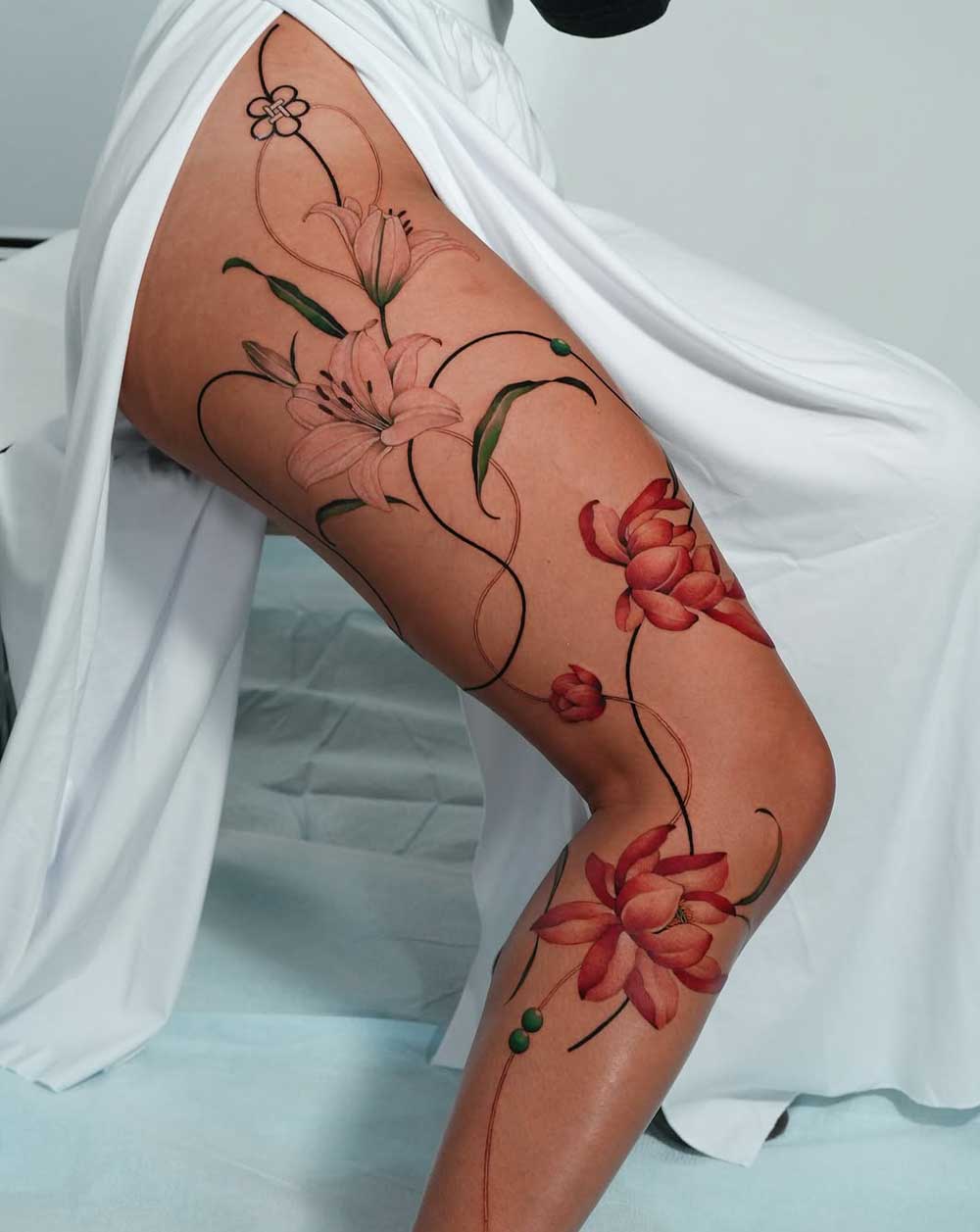 Tatuaggio fiore di loto colorato Tatuaggio fiore di loto colorato