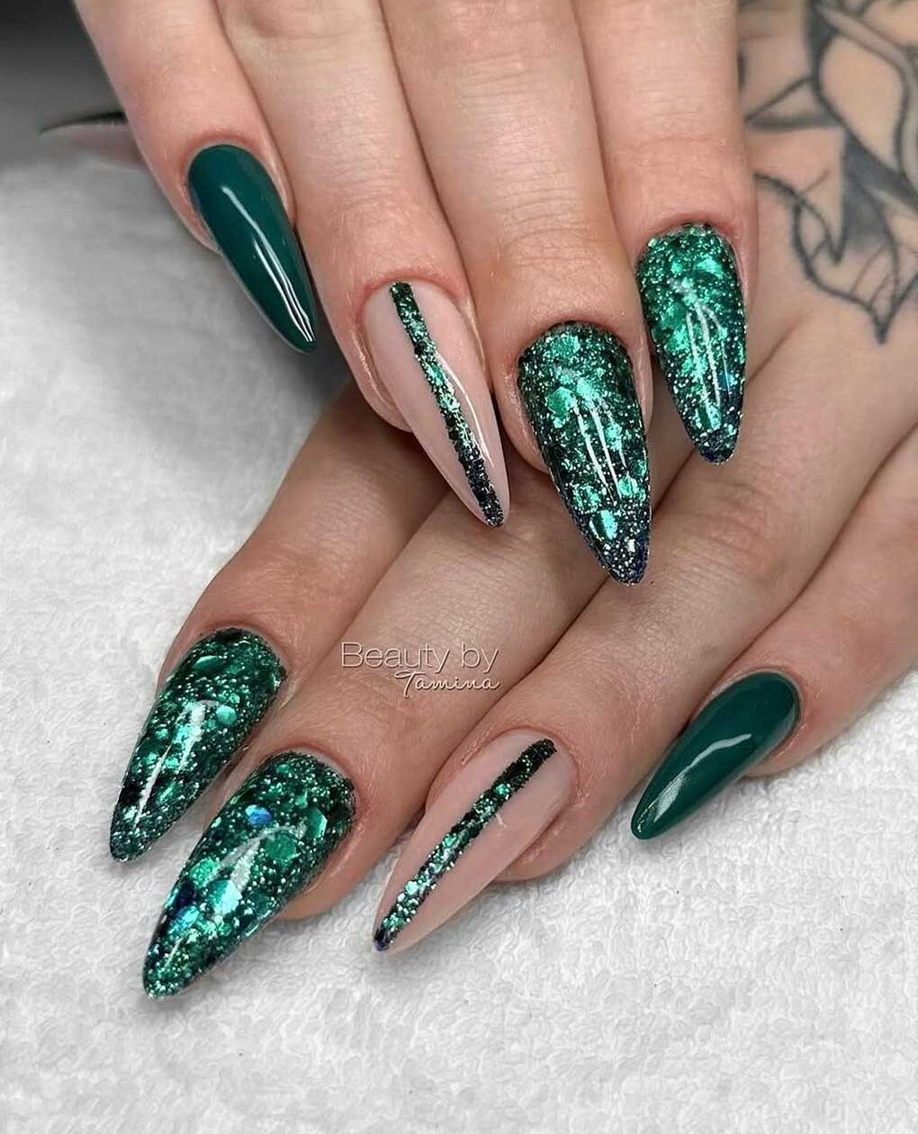 Unghie petrolio glitter Unghie petrolio glitter