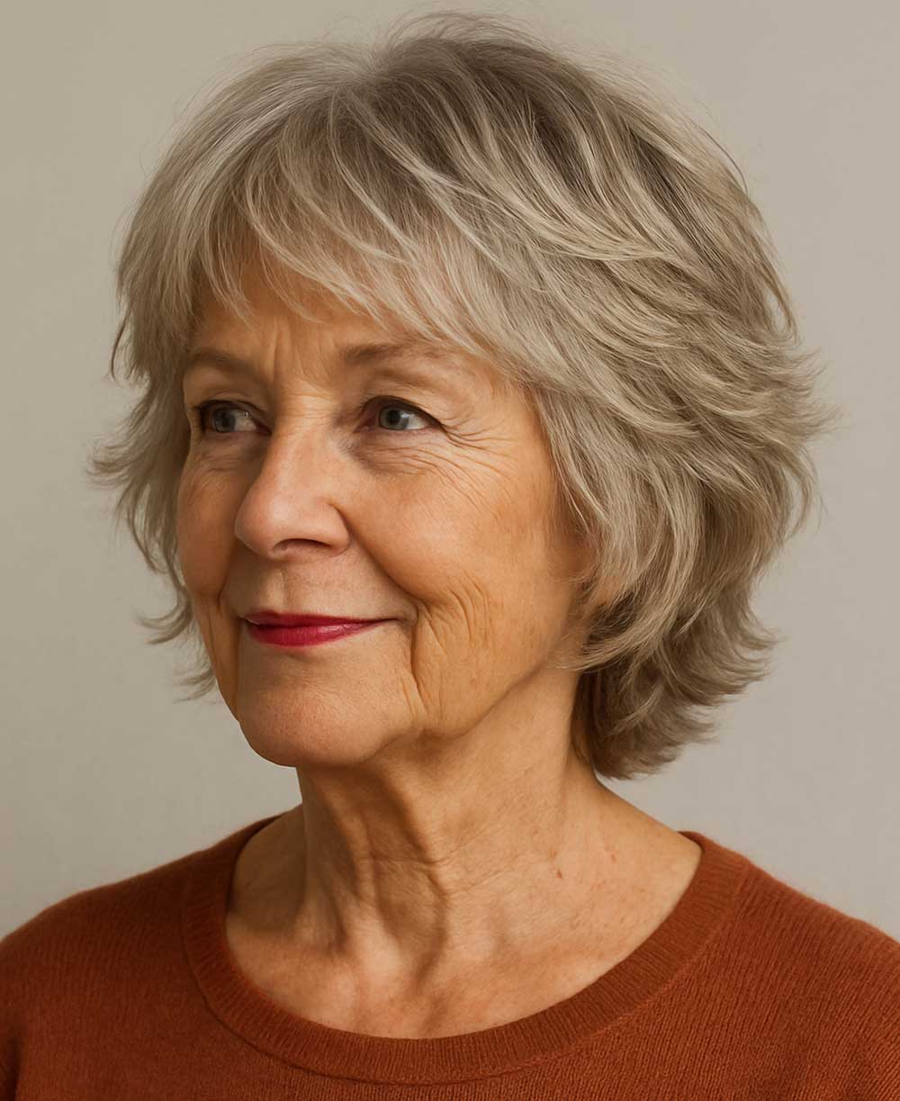 Tagli capelli corti donne over 70 - Taglio corto scalato stratificato Tagli capelli corti donne over 70 - Taglio corto scalato stratificato
