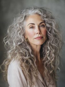 Capelli ricci grigi lunghi Capelli ricci grigi lunghi