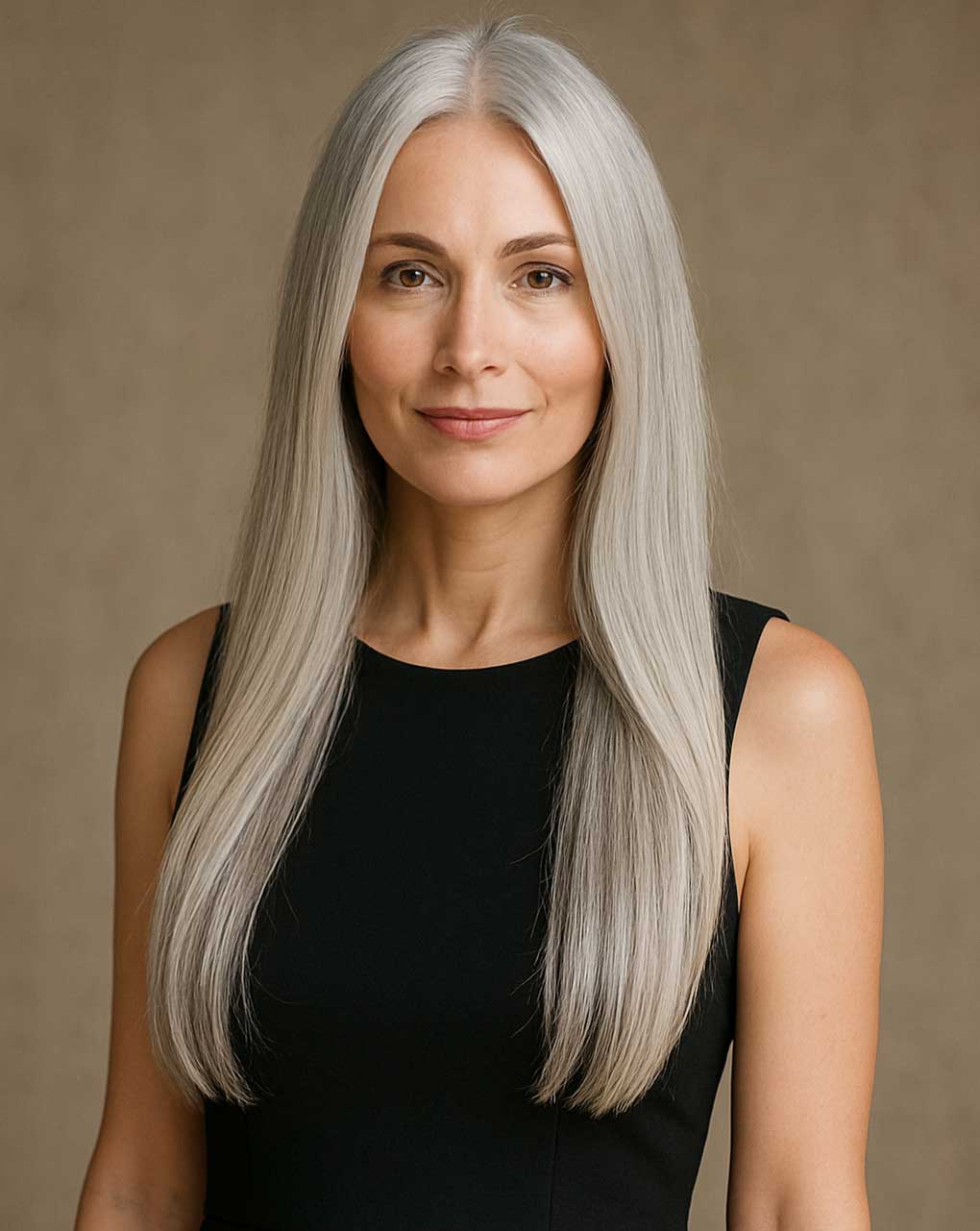 Capelli grigi lunghi pari Capelli grigi lunghi pari