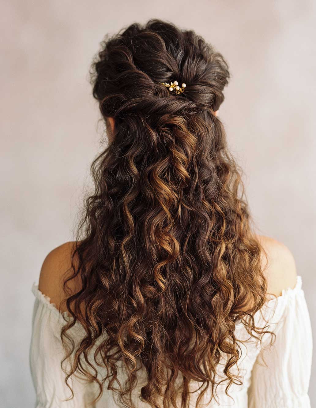 Acconciatura cerimonia capelli ricci con semiraccolto realizzato con torchon Acconciatura cerimonia capelli ricci con semiraccolto realizzato con torchon