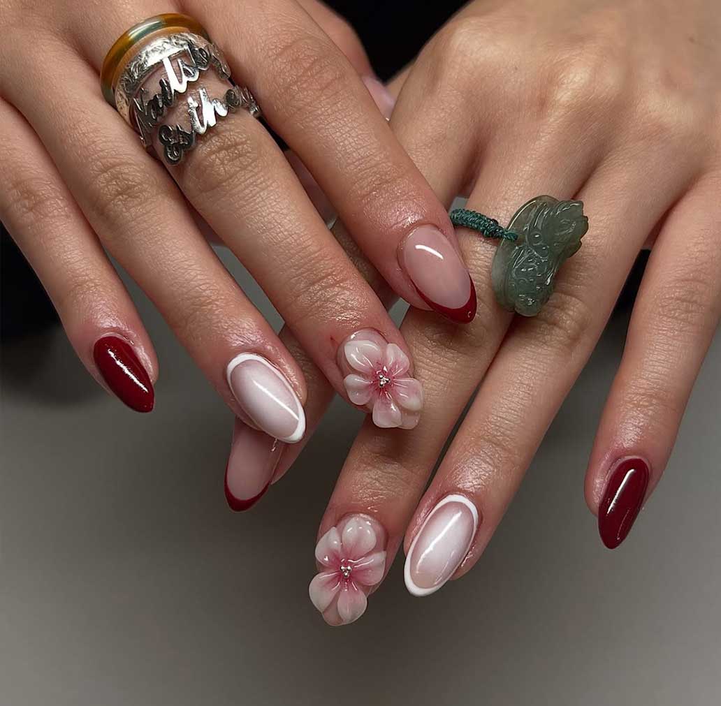 Unghie rosse e bianche Unghie rosse e bianche