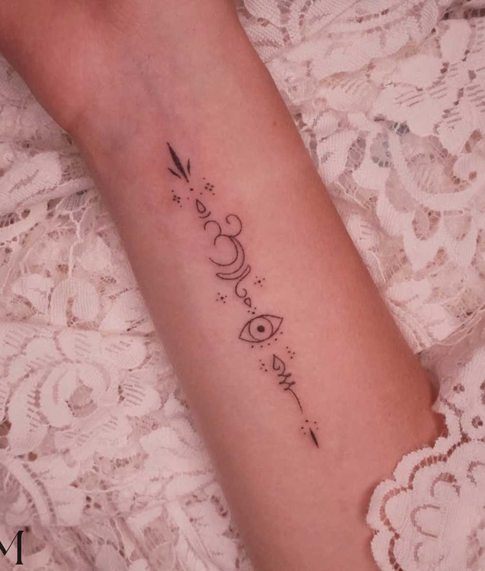 Tatuaggio Unalome sul polso Tatuaggio Unalome sul polso